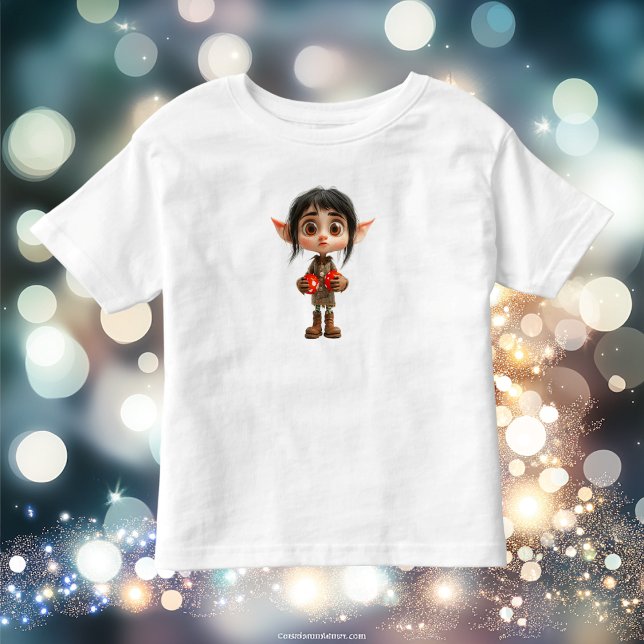 T-shirt pour tout-petit 'Elfe de Noël Fille surpri (Créateur téléchargé)