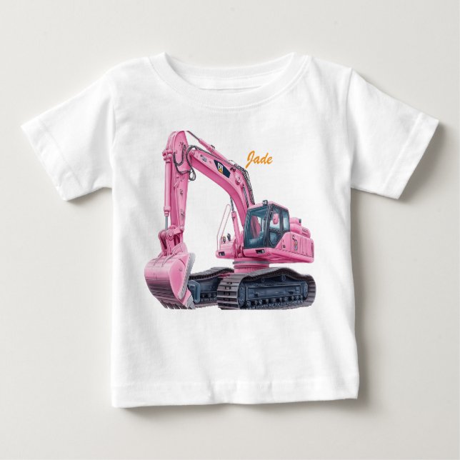 T-Shirt pour tout-petit excavatrice rose personnal (Devant)