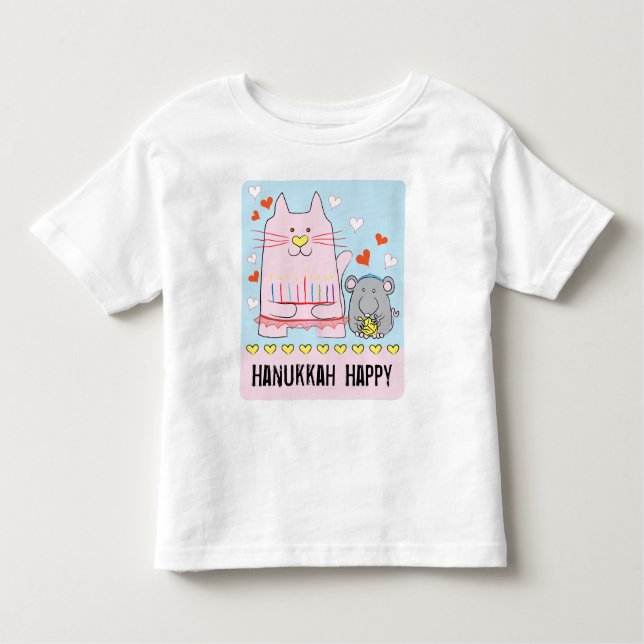 T-Shirt pour tout-petit Hanukkah Chat et Souris (Devant)