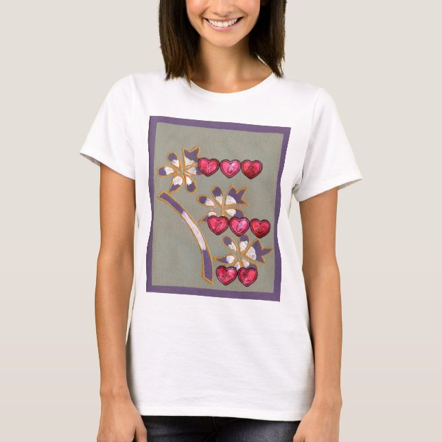 T-shirt Pour Vous De Moi : Beau Coeurs Floraux Design (Devant)
