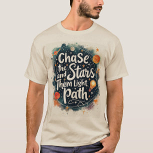 T-shirt pourchasser et les étoiles chemin léger