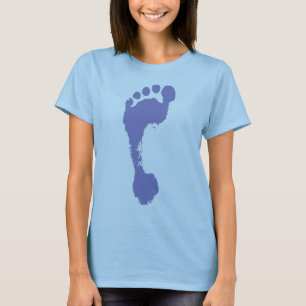 T-shirt Pourpre aux pieds nus d'empreinte de pas