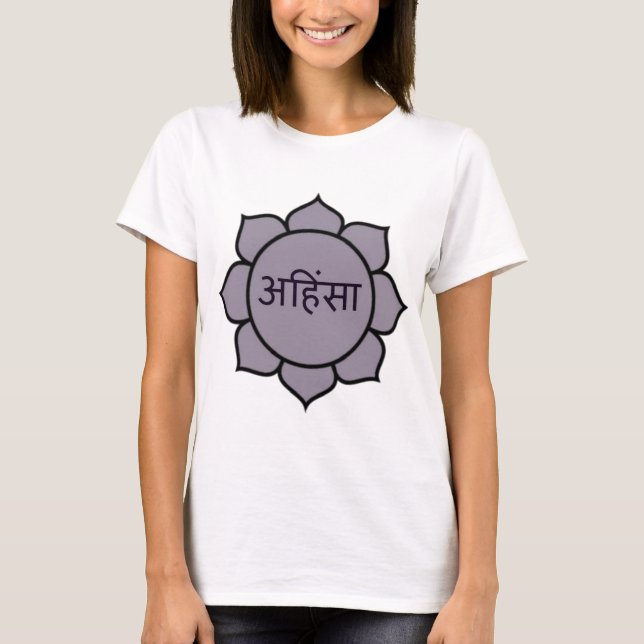 T-shirt Pourpre d'Ahimsa Lotus (Devant)