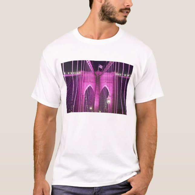 T-shirt Pourpre de Lit de pont de Brooklyn (Devant)