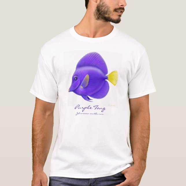 T-shirt pourpre de poissons de récif de Tang (Devant)
