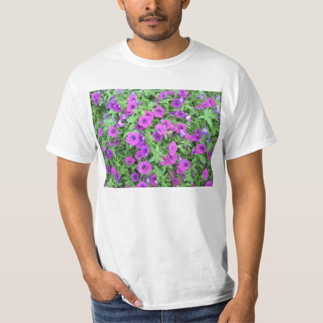 T-Shirt Pourpre Petunias Mens Value (Devant)