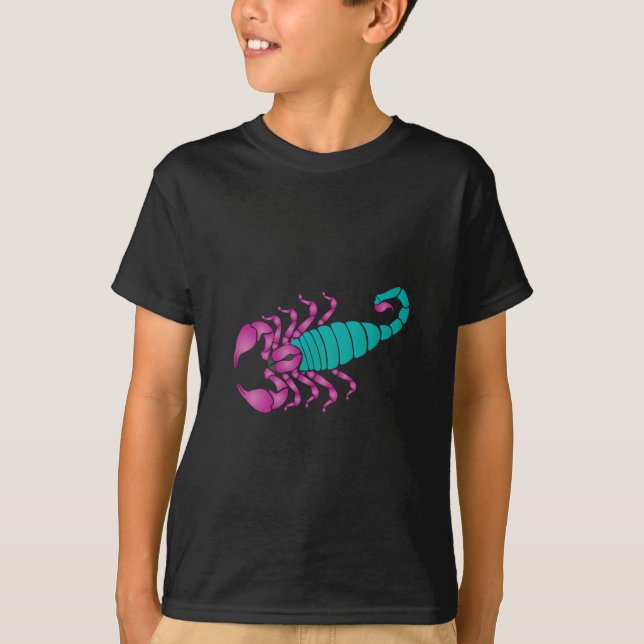 T-shirt Pourpre Teal d'image de scorpion (Devant)