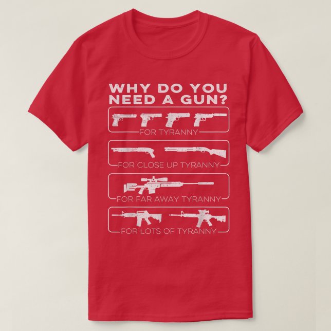T-shirt Pourquoi avez-vous besoin d'un pistolet pour la ty (Design devant)