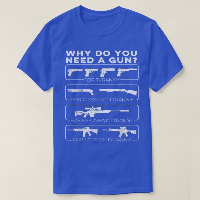 T-shirt Pourquoi avez-vous besoin d'un pistolet pour la ty (Design devant)