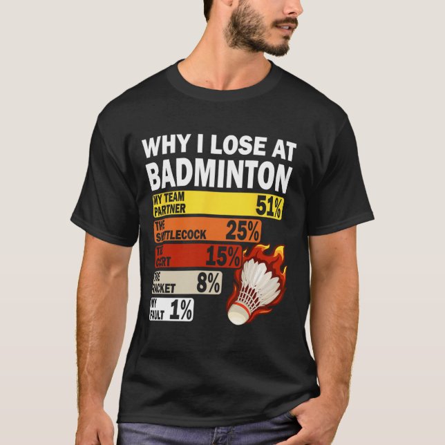 T-shirt Pourquoi Je Perds À Badminton Drôle Ma Faute (Devant)