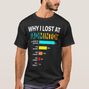 T-shirt Pourquoi Je Perds À Badminton Raison Drôle Jouer S