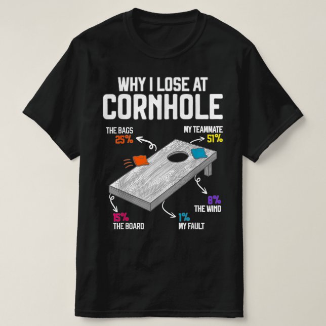 T-shirt Pourquoi je perds à Cornhole Humour Toss comme un  (Design devant)