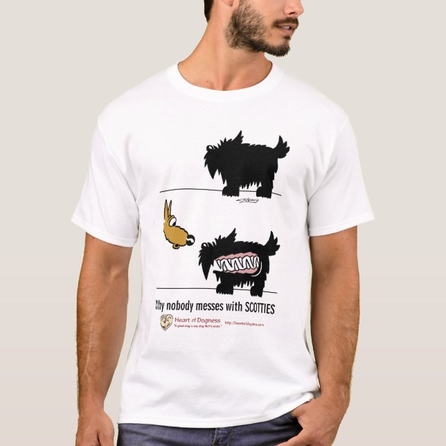 T-shirt Pourquoi personne ne salit avec des Scotties (Devant)