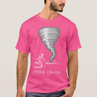 T-shirt Poursuite drôle d'une tempête avec un homme couran