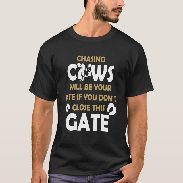 T-shirt Poursuivre les vaches (Devant)