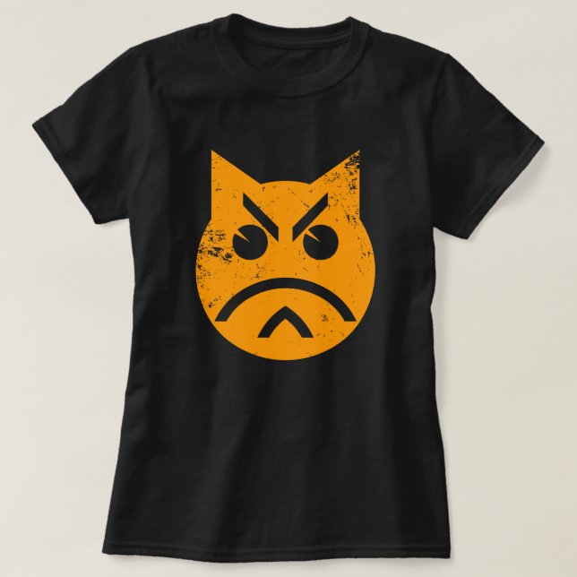 T-shirt Poussage Grunge Cat Emoji (Design devant)