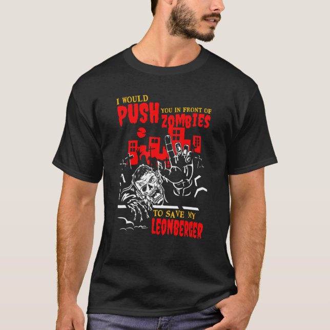 T-shirt Poussez-vous dans les zombies pour sauver Leonberg (Devant)