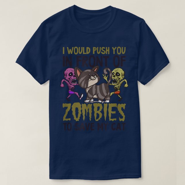 T-shirt Poussez-Vous Devant Zombies Pour Cat Design Cat Da (Design devant)