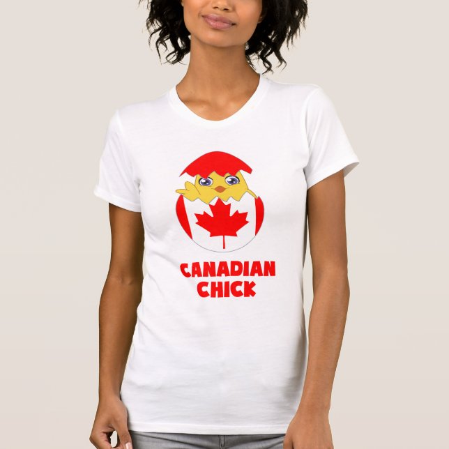 T-shirt Poussin canadien, une fille du Canada (Devant)