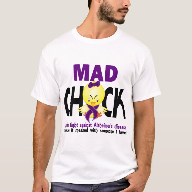 T-shirt Poussin fou dans la maladie d'Alzheimer de combat (Devant)