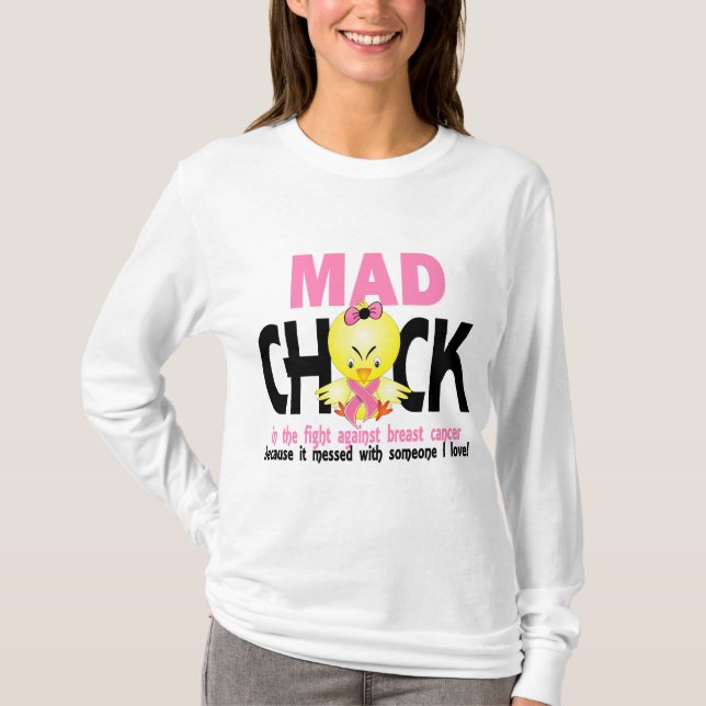 T-shirt Poussin fou dans le cancer du sein de combat (Devant)