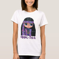 Poussin hippie dans le signe de paix pourpre des