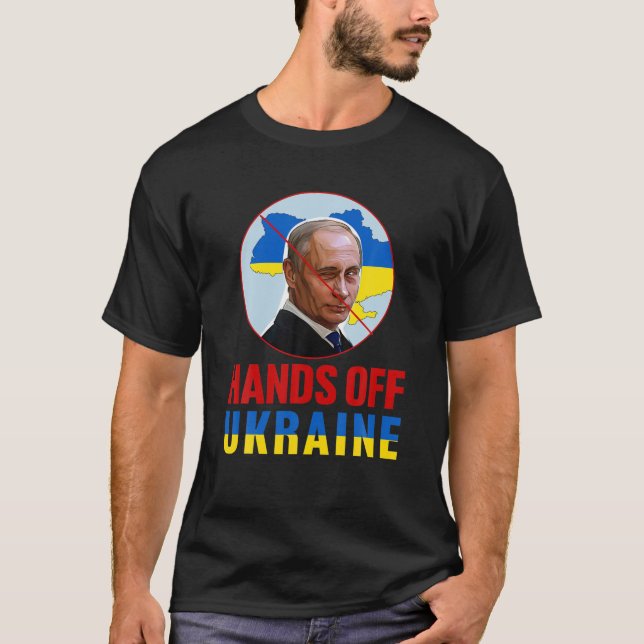T-shirt Poutine Anti-Guerre Pose La Main À L'Ukraine Drôle (Devant)