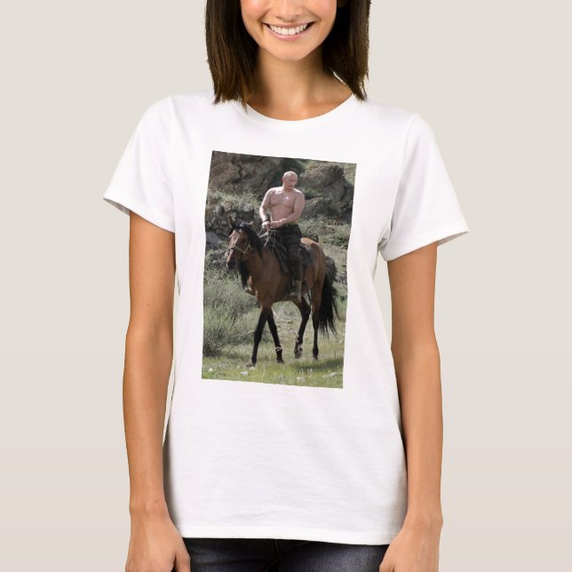 T-shirt Poutine sans chemise monte un cheval (Devant)
