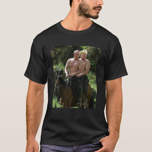 T-shirt Poutine Trump Riding Horse mème Russie États-Unis (Devant)