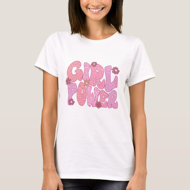 T-shirt Pouvoir de la fille léopard rose (Devant)