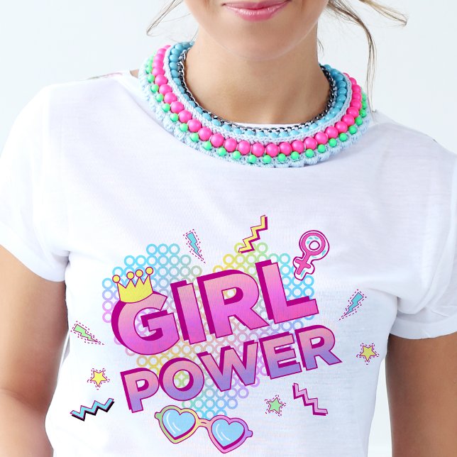 T-shirt Pouvoirs de filles 80s 90s Retro Super brillant co (Girl Powers 80s 90s Retro Groovy Bright Colorful T-Shirt)