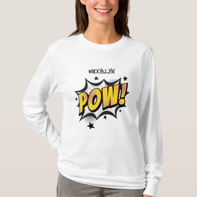 T-shirt Pow fun pop art style comique typographie légende (Devant)