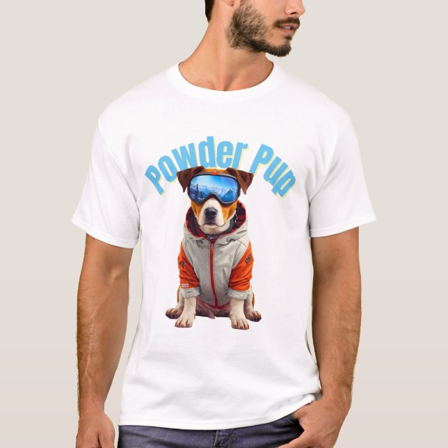 T-shirt Powder Pup Jack Russell Terrier Ski Dog  (Devant)