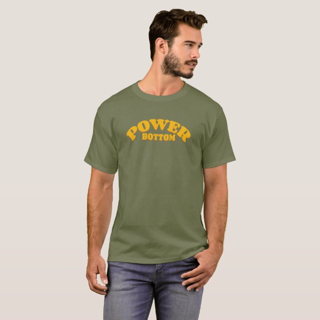 T-shirt Power Bottom in retro style (Devant entier)