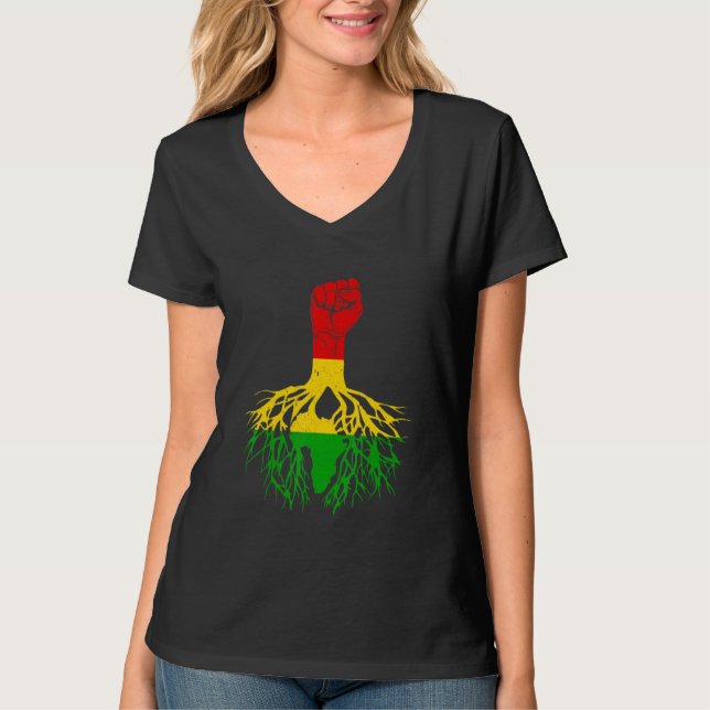 T-shirt Power Fist Africa Roots Melanin Queen King Black H (Devant)
