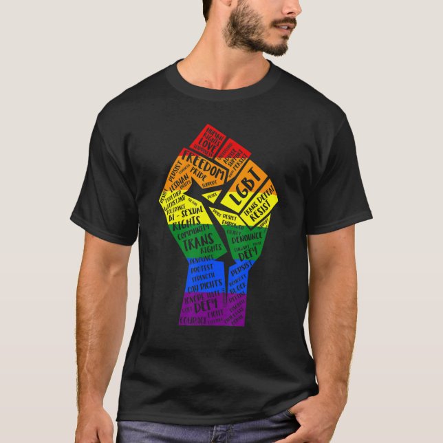 T-shirt Power Fist Lgbt Gay Lesbian Transgender Bisexual P (Devant)