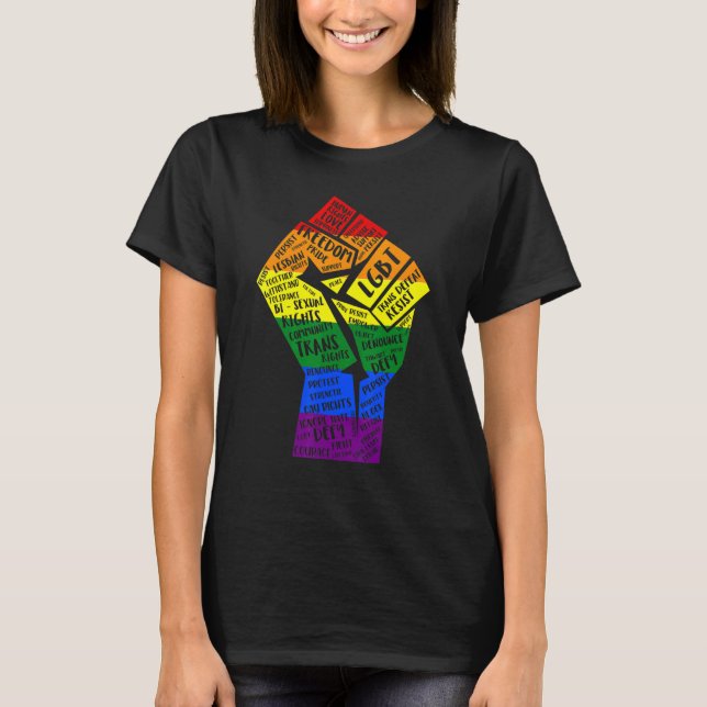 T-shirt Power Fist Lgbt Gay Lesbienne Transgenre Bisexuel  (Devant)