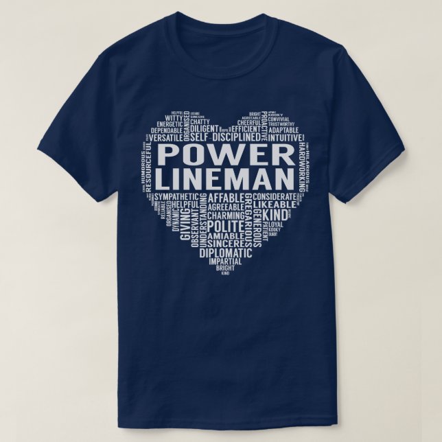 T-shirt Power Lineman Heart (Design devant)