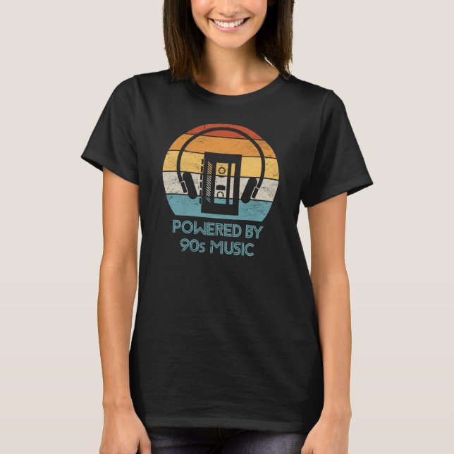 T-shirt Powered by 90s Musique : Retro Cassette Tape Playe (Devant)