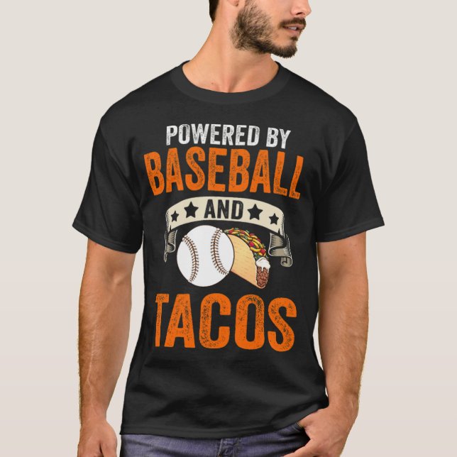 T-shirt Powered by baseball and tacos 2022 funny (Devant)