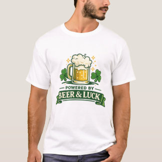 T-shirt Powered by Beer and Luck Funny St. Patrick’s Day 