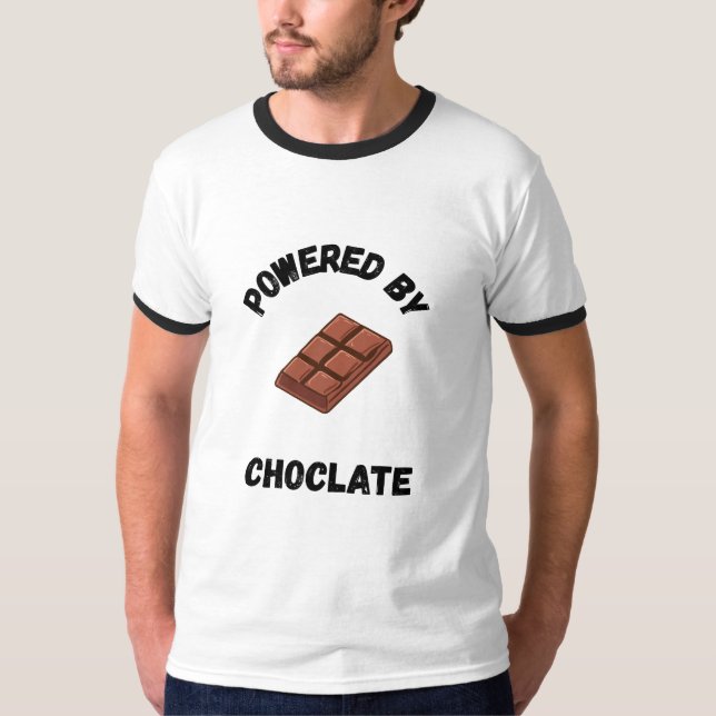 T-shirt Powered By Chocolate | Funny Design  (Devant)