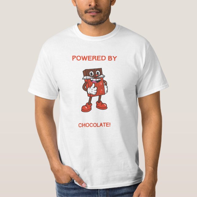 T-shirt Powered By Chocolate | Funny Design (Devant)
