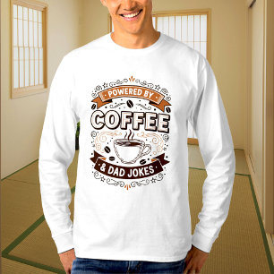 T-shirt Powered by Coffee papa et blagues