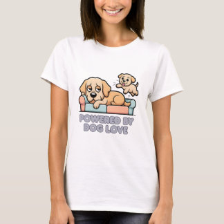 T-shirt Powered By Dog Love Cute Puppy Funny Dog Mom Lover