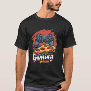 T-shirt Powered by Gaming and Pizza Video Games Lover Funn