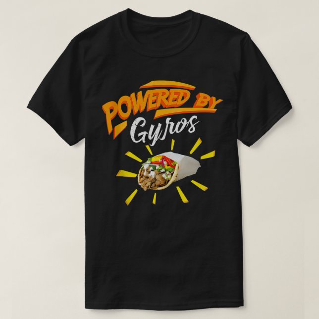 T-shirt Powered By Gyros  Cute Mediterranean Dish Gift  (Design devant)