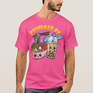 T-shirt Powered by Ramen and Bubble Tea Anime Lover Drôle