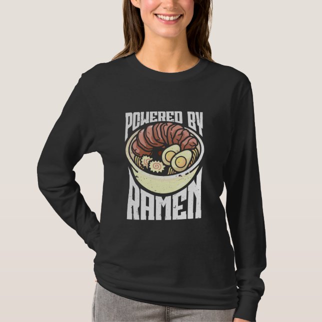 T-shirt Powered By Ramen Anime Japanese Soup Cup Chopstick (Devant)