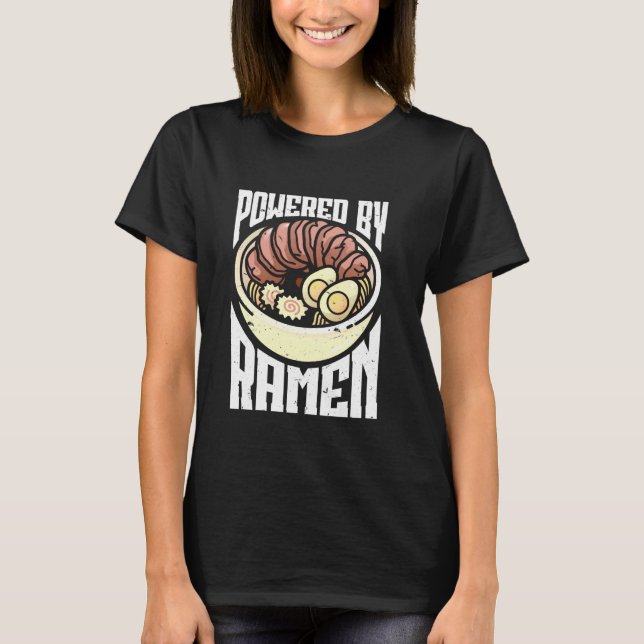 T-shirt Powered By Ramen Anime Japanese Soup Cup Chopstick (Devant)